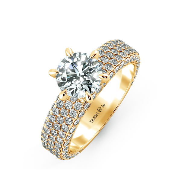 Solitaire Pave Engagement Ring with Large Band NCH1205 3